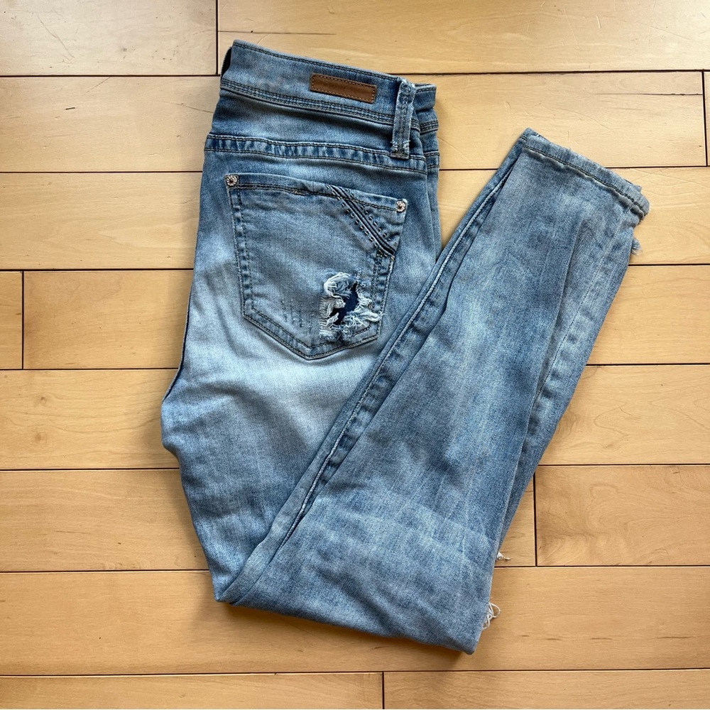 Buckle Black Distressed Ankle Skinny Jeans Size 26